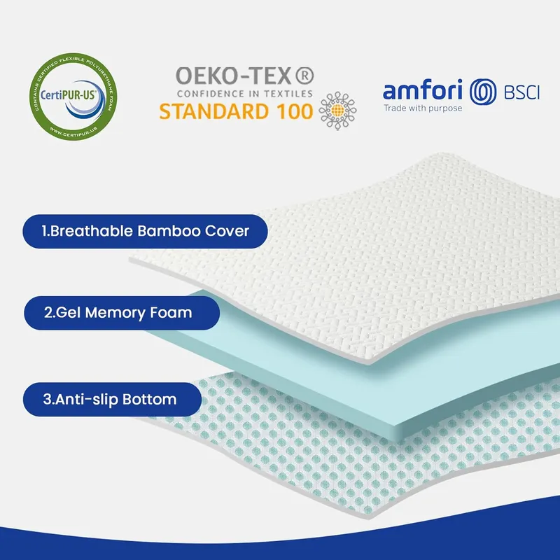 Czpalo Cooling Mattress Topper with Removable & Washable Bamboo Cover